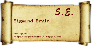 Sigmund Ervin névjegykártya